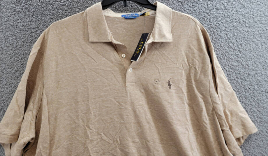 Polo Ralph Lauren Classic-Fit Linen Blend Mesh Polo Shirt Mens XXL Classic Camel