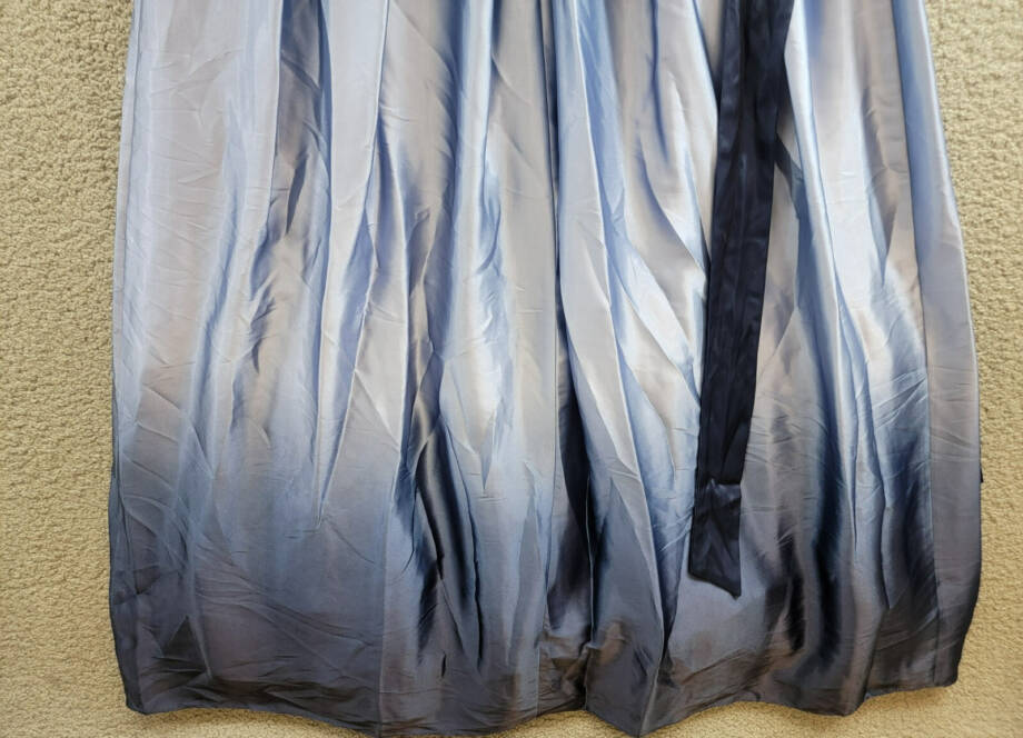 SLNY Fashions Ombré Satin Bow Sash Gown Women's 16 Navy/Wedgewood Zip Closure