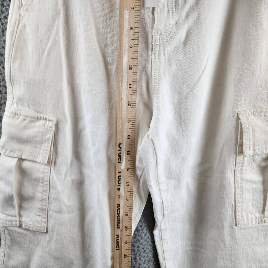 REBECCA MINKOFF Relaxed Cargo Pants Women's 24 Alabaster Zip & Button Closure