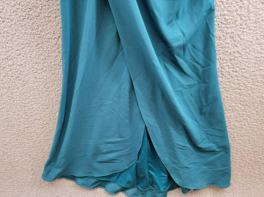 AQUA Cutout One Shoulder Gown Women's 0 Azure Solid Asymmetric Back Zip Closure