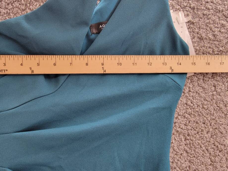 AQUA Cutout One Shoulder Gown Women's 0 Azure Solid Asymmetric Back Zip Closure