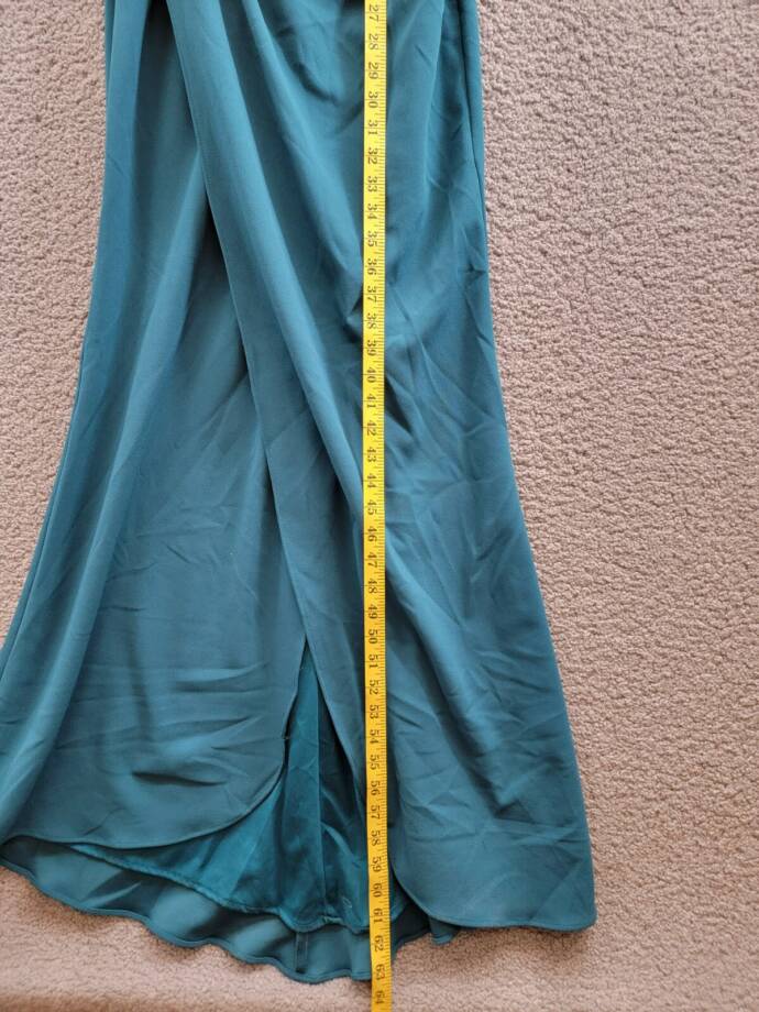 AQUA Cutout One Shoulder Gown Women's 0 Azure Solid Asymmetric Back Zip Closure