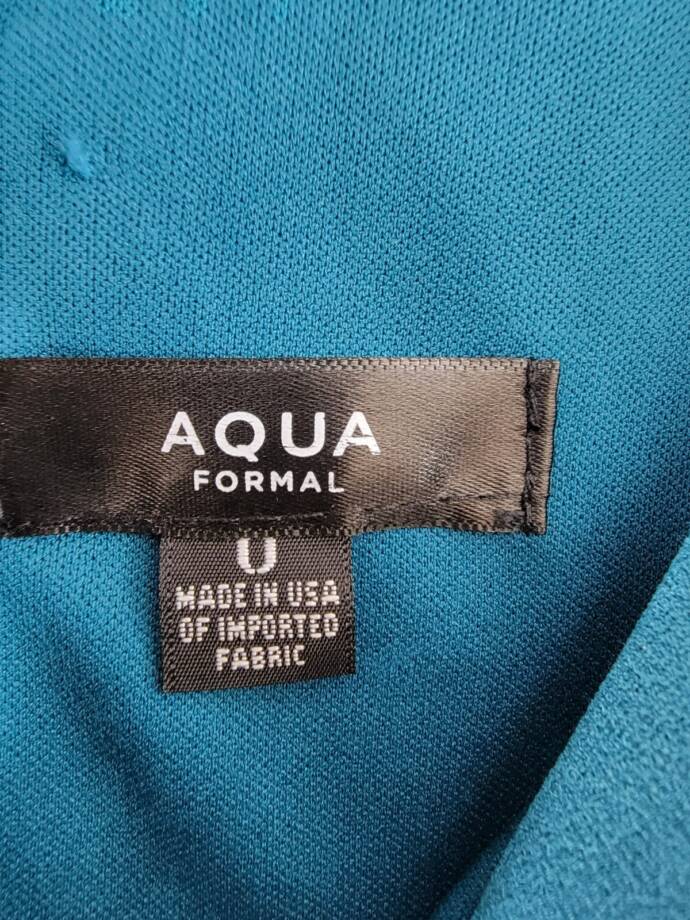AQUA Cutout One Shoulder Gown Women's 0 Azure Solid Asymmetric Back Zip Closure