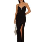 Adrianna by Adrianna Papell Knit Crepe Column Gown Women's 2 Black Back Zip
