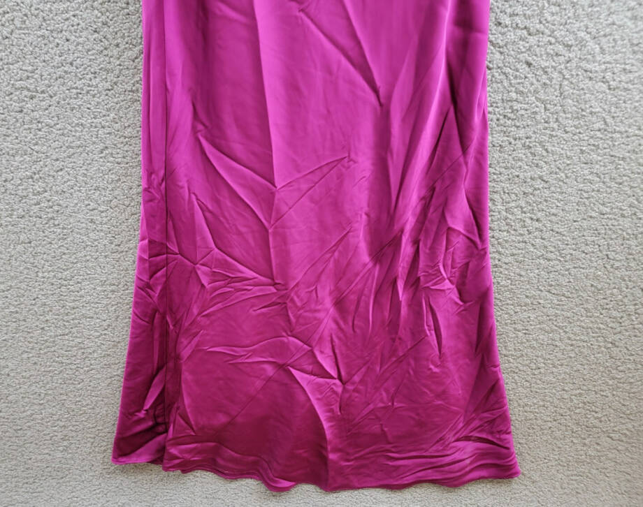 Liv Foster Clara Satin Dress Women's 0 Wine Berry Asymmetric Neck Side Zipped