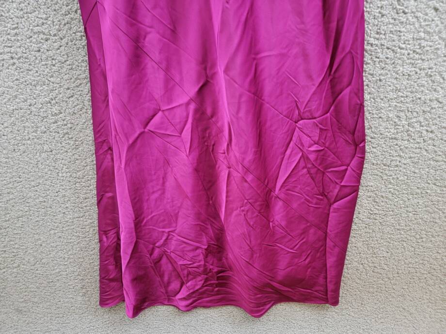 Liv Foster Clara Satin Dress Women's 0 Wine Berry Asymmetric Neck Side Zipped