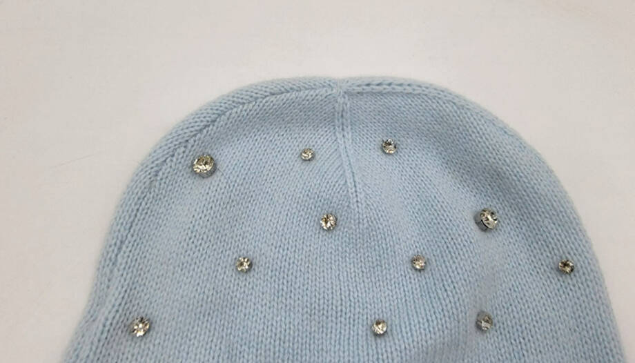 Charter Club Cashmere Embellished Cuffed Beanie Women's One Size Crystal Blue