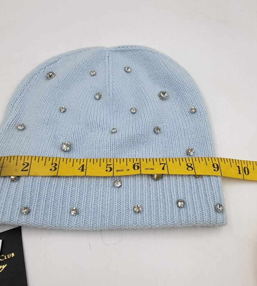 Charter Club Cashmere Embellished Cuffed Beanie Women's One Size Crystal Blue