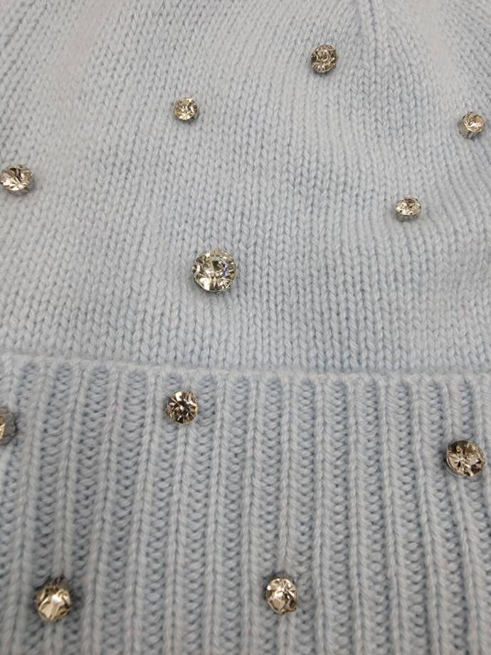 Charter Club Cashmere Embellished Cuffed Beanie Women's One Size Crystal Blue