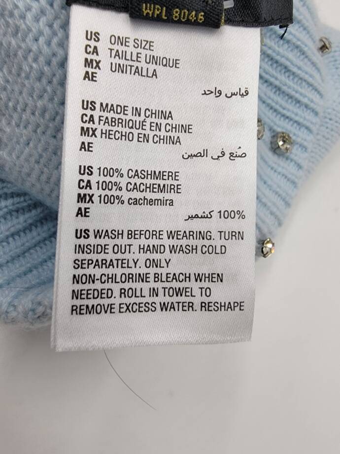 Charter Club Cashmere Embellished Cuffed Beanie Women's One Size Crystal Blue