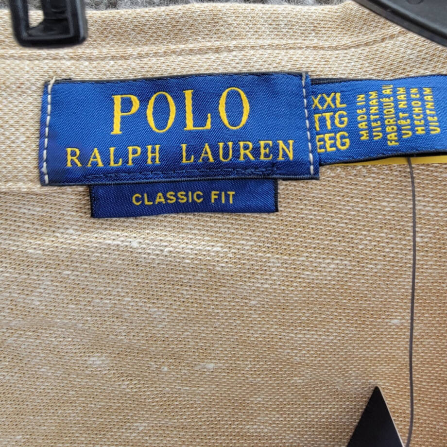 Polo Ralph Lauren Classic-Fit Linen Blend Mesh Polo Shirt Mens XXL Classic Camel