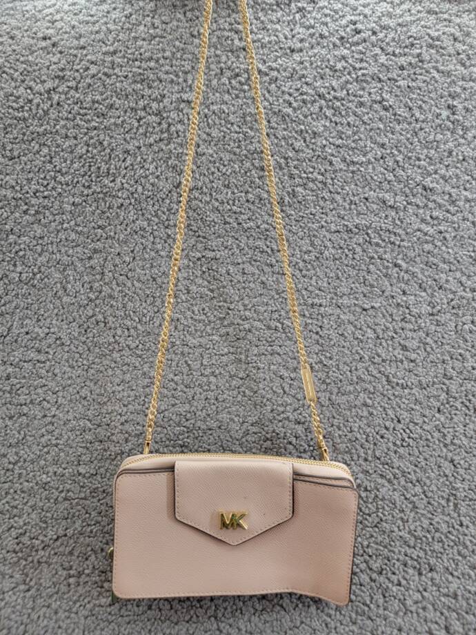 Michael Kors Convertible Leather Small Wallet On A Chain Women's Pink Zip Around