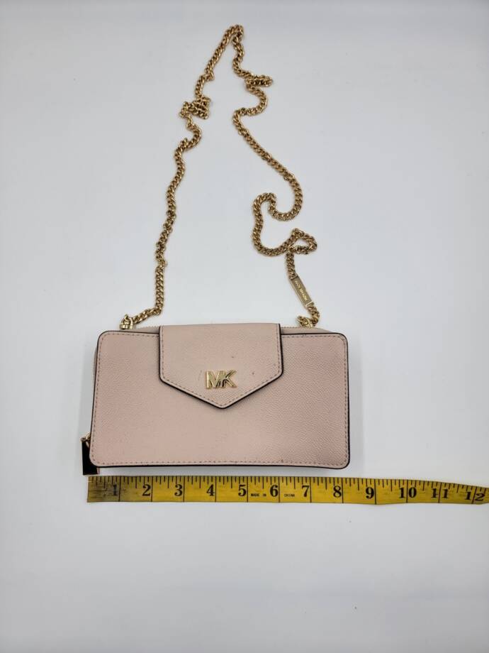 Michael Kors Convertible Leather Small Wallet On A Chain Women's Pink Zip Around