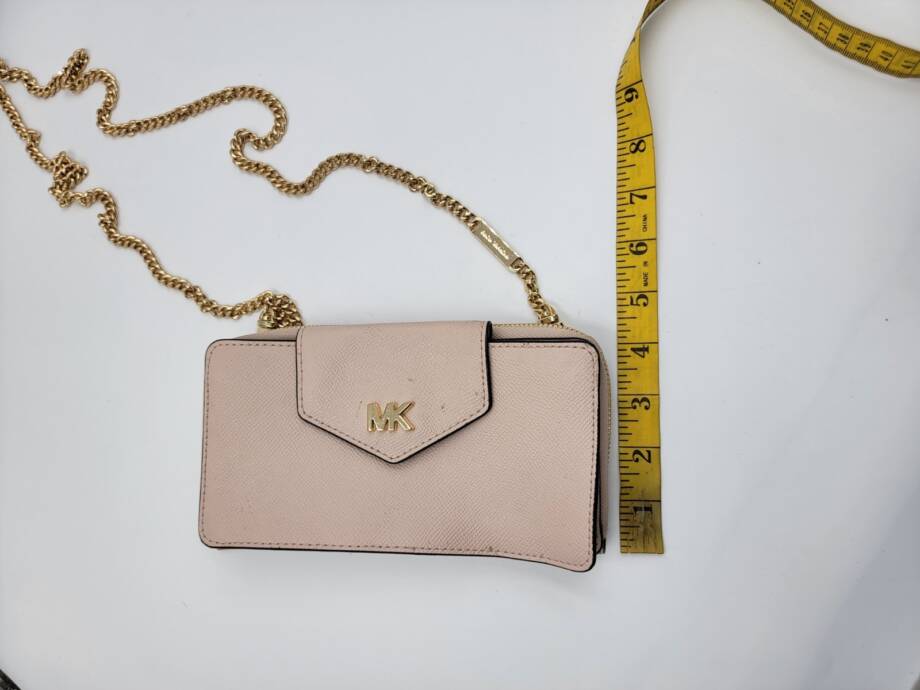 Michael Kors Convertible Leather Small Wallet On A Chain Women's Pink Zip Around