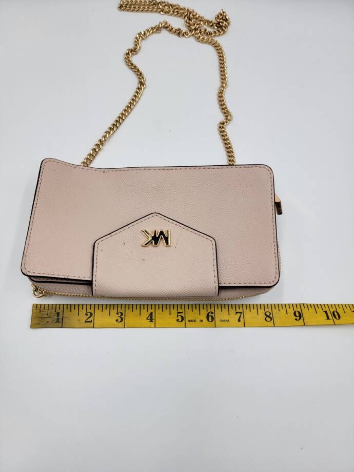 Michael Kors Convertible Leather Small Wallet On A Chain Women's Pink Zip Around