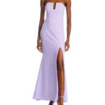 AQUA Scuba Crepe Strapless Gown Women's 6 Lilac Sweetheart Neck Back Zip Closure