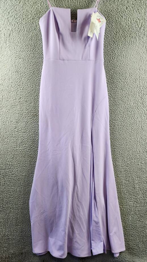 AQUA Scuba Crepe Strapless Gown Women's 6 Lilac Sweetheart Neck Back Zip Closure