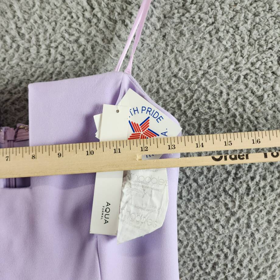 AQUA Scuba Crepe Strapless Gown Women's 6 Lilac Sweetheart Neck Back Zip Closure
