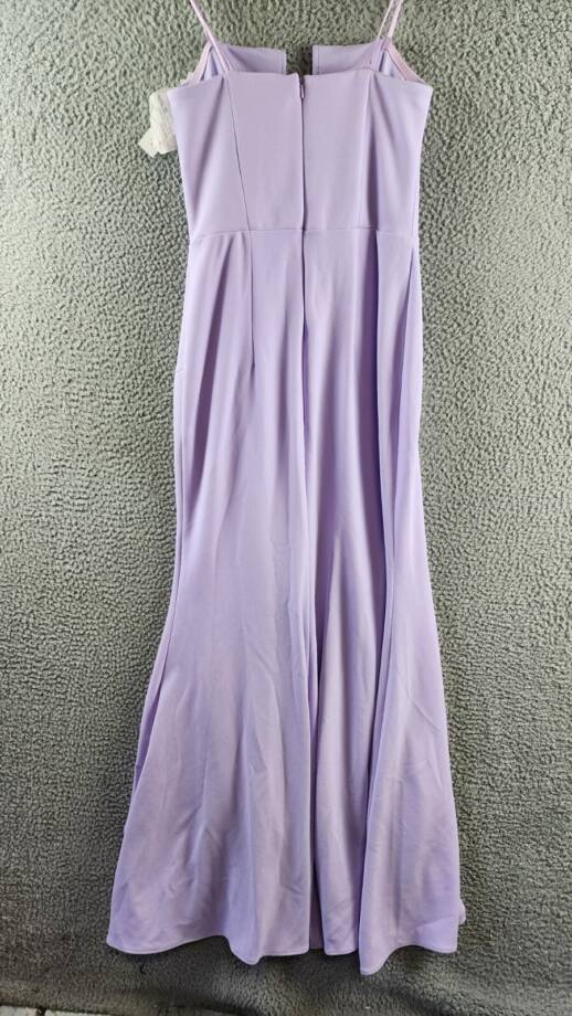 AQUA Scuba Crepe Strapless Gown Women's 6 Lilac Sweetheart Neck Back Zip Closure