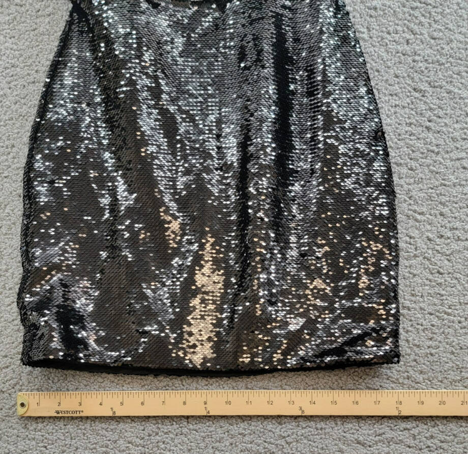 MILLY Sascha Sequin Strapless Mini Dress Women's 4 Black Straight Neck Back Zip
