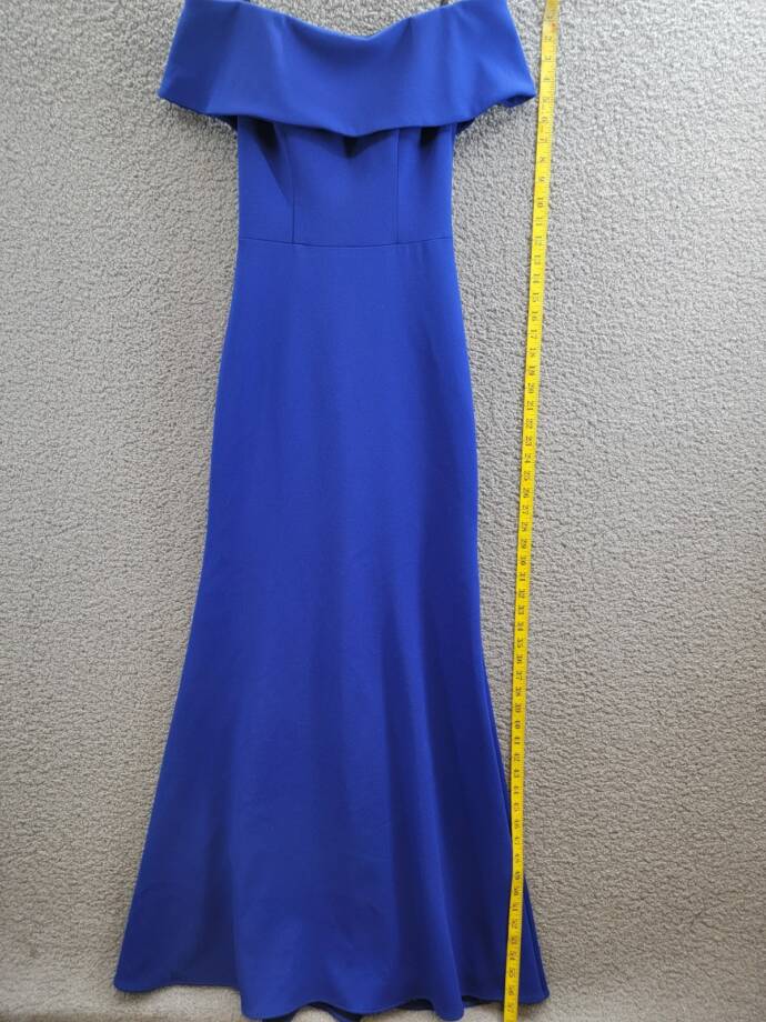 AQUA Off-the-Shoulder Scuba Crepe Gown Women's 2 Marine Back Zip Closure S/S
