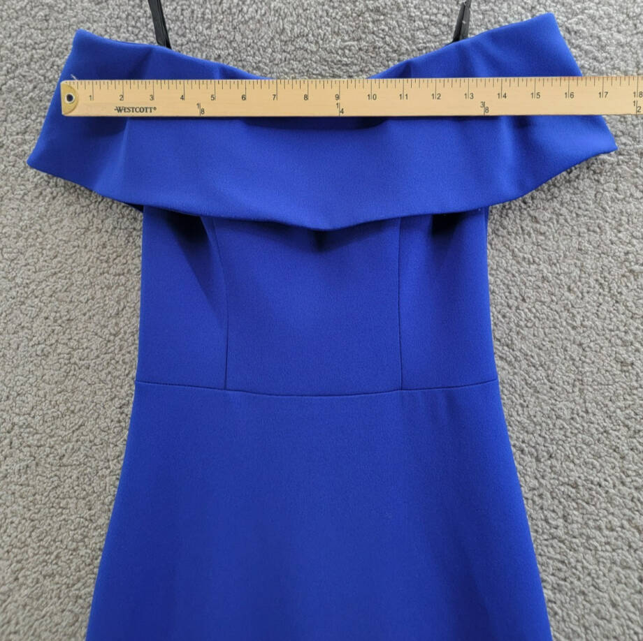 AQUA Off-the-Shoulder Scuba Crepe Gown Women's 2 Marine Back Zip Closure S/S