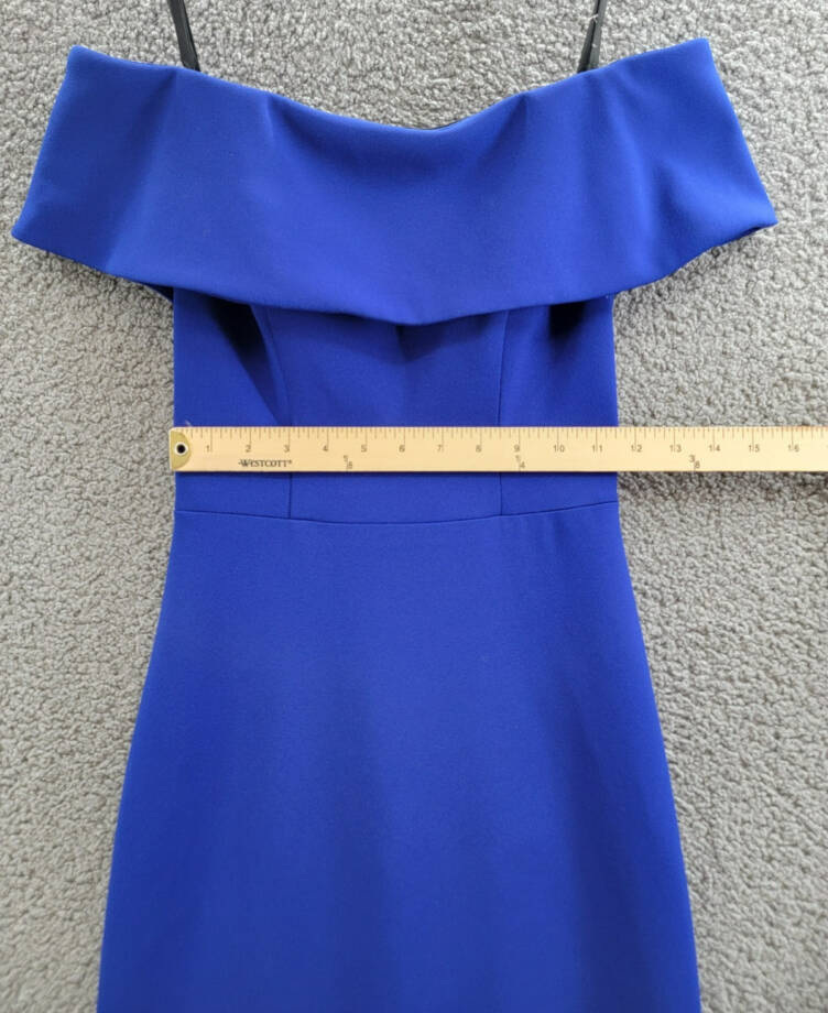 AQUA Off-the-Shoulder Scuba Crepe Gown Women's 2 Marine Back Zip Closure S/S