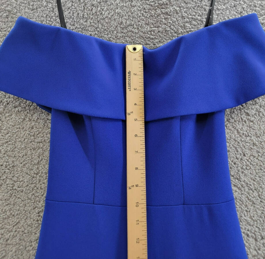 AQUA Off-the-Shoulder Scuba Crepe Gown Women's 2 Marine Back Zip Closure S/S
