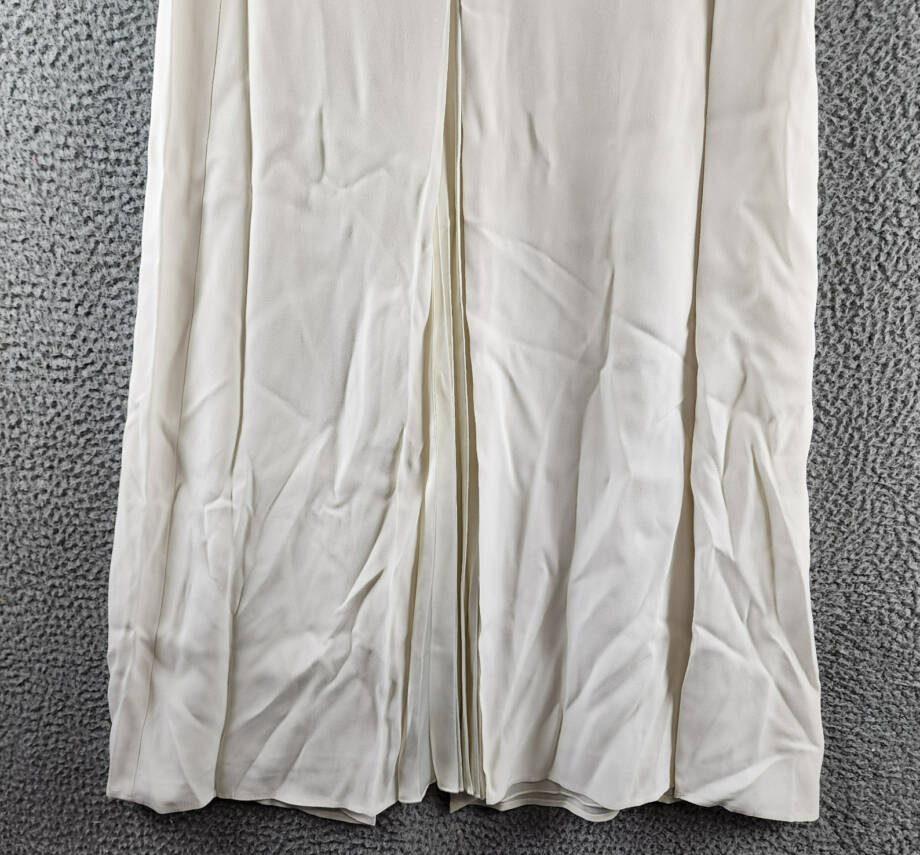 Boss Vateza Skirt Women's 12 Soft Cream Front Pleated Panel Back Zip Closure