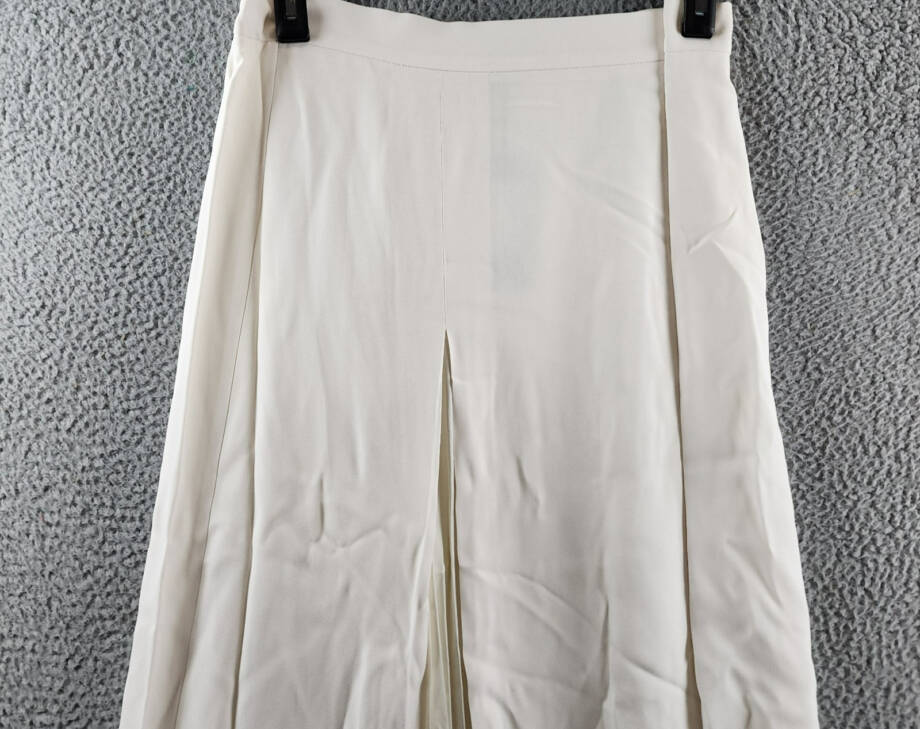 Boss Vateza Skirt Women's 12 Soft Cream Front Pleated Panel Back Zip Closure