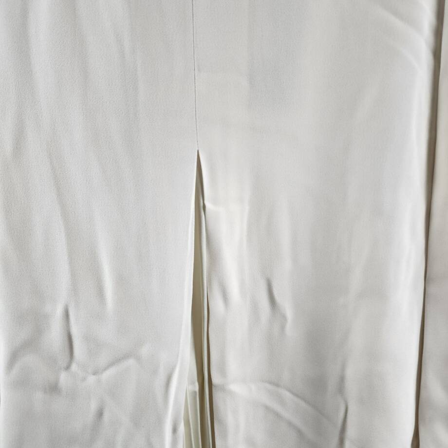 Boss Vateza Skirt Women's 12 Soft Cream Front Pleated Panel Back Zip Closure