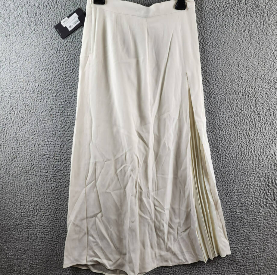 Boss Vateza Skirt Women's 4 Soft Cream Front Pleated Panel Back Zip Closure