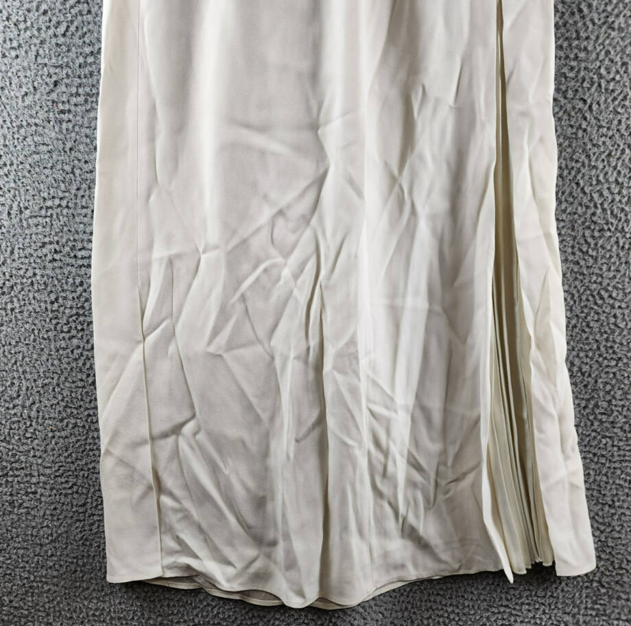 Boss Vateza Skirt Women's 4 Soft Cream Front Pleated Panel Back Zip Closure