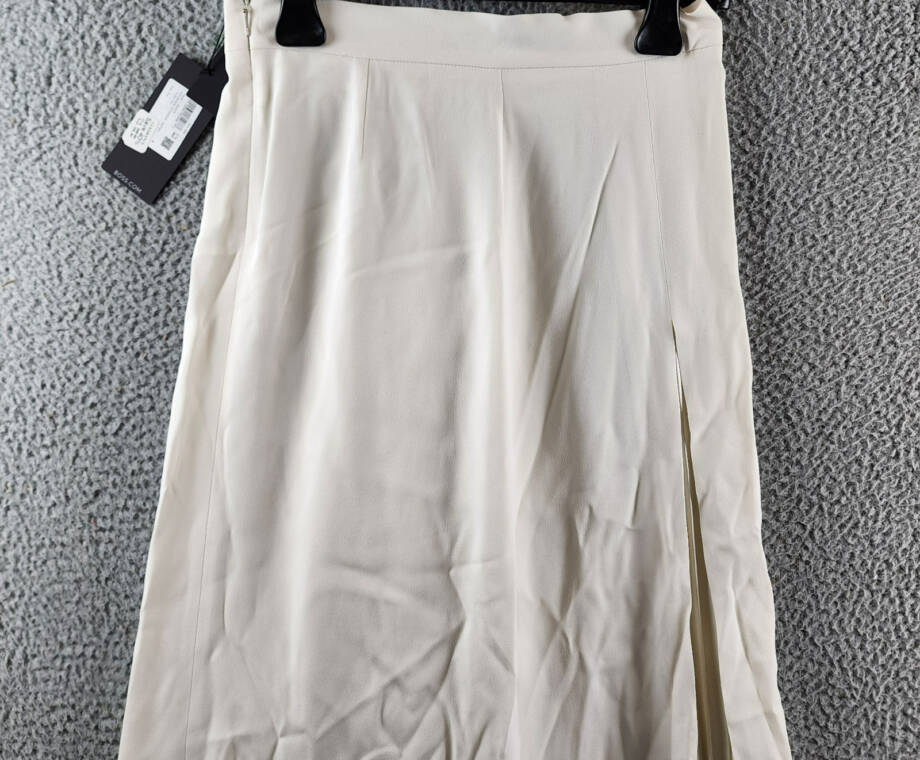 Boss Vateza Skirt Women's 4 Soft Cream Front Pleated Panel Back Zip Closure