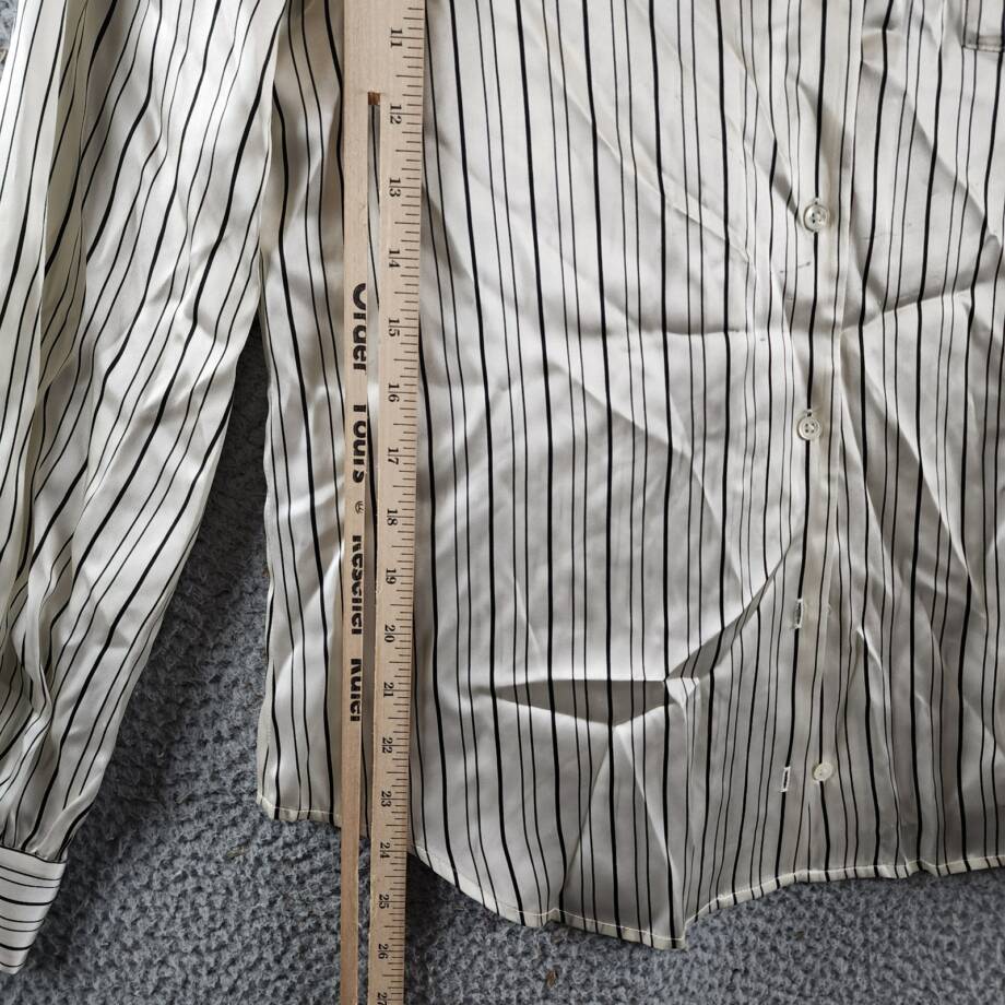 PAIGE Capriana Striped Silk Shirt Women's XS Antique White/Black Long Sleeve
