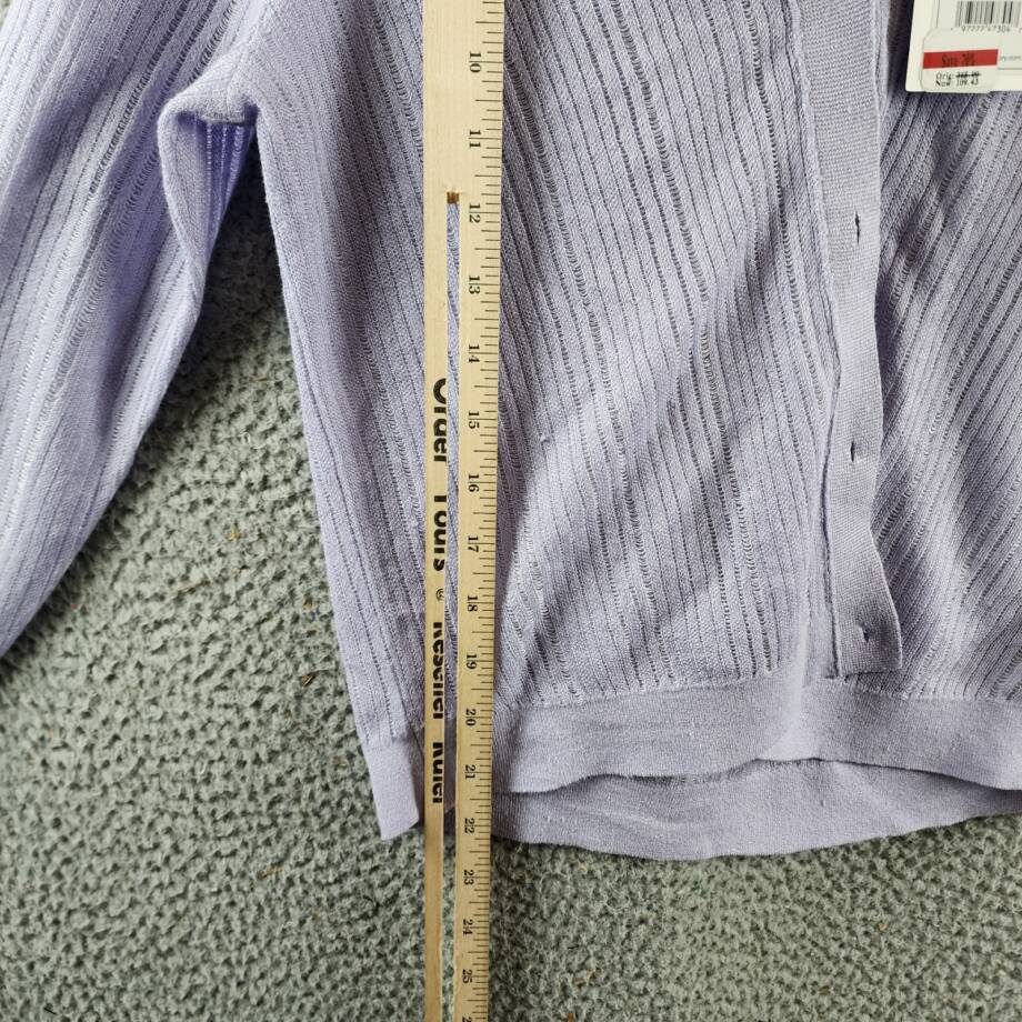 Theory Cropped Cardigan Women's S Soft Iris V-Neck Linen Blend Button Front L/S
