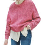 Rag & Bone Edie Open Stitch Sweater Women's XS Pink Multi Round Neck Long Sleeve