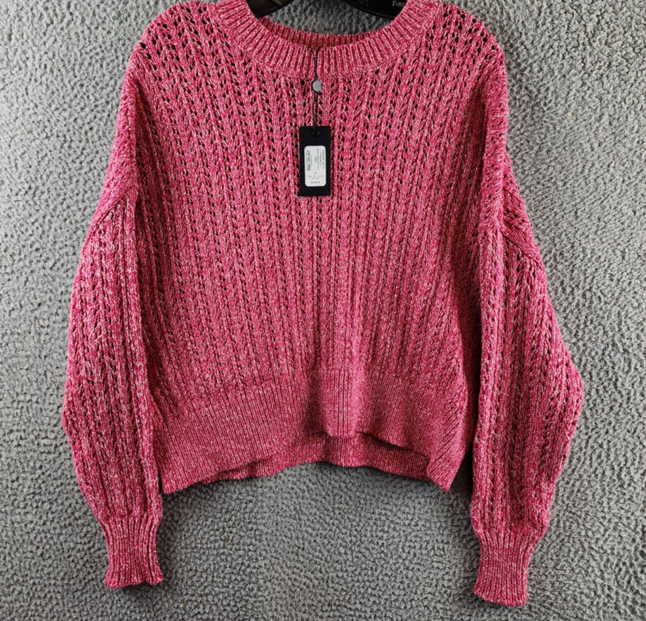 Rag & Bone Edie Open Stitch Sweater Women's XS Pink Multi Round Neck Long Sleeve