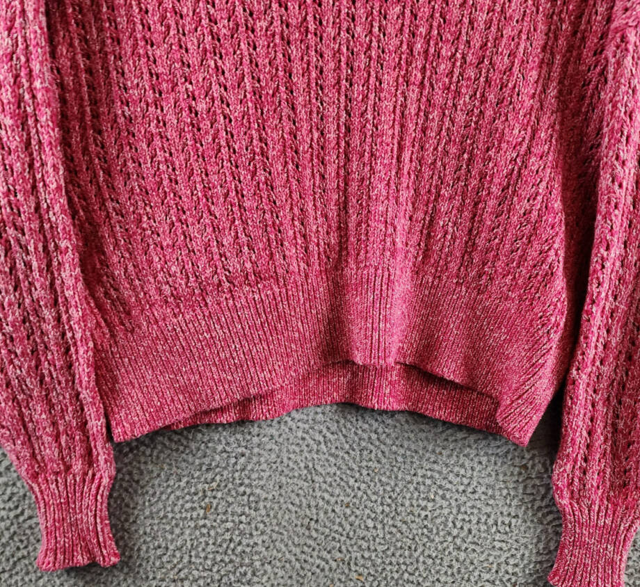 Rag & Bone Edie Open Stitch Sweater Women's XS Pink Multi Round Neck Long Sleeve
