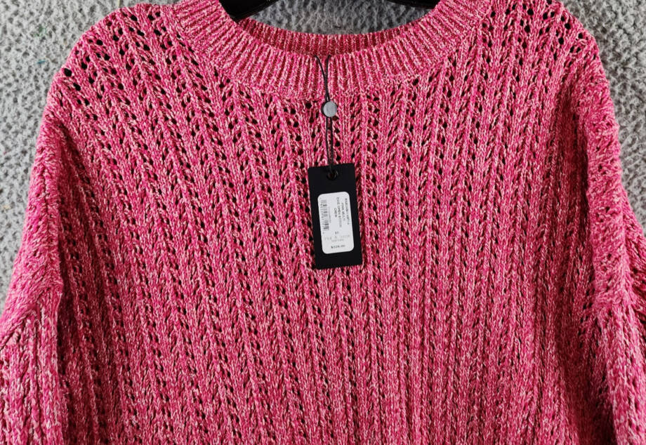 Rag & Bone Edie Open Stitch Sweater Women's XS Pink Multi Round Neck Long Sleeve