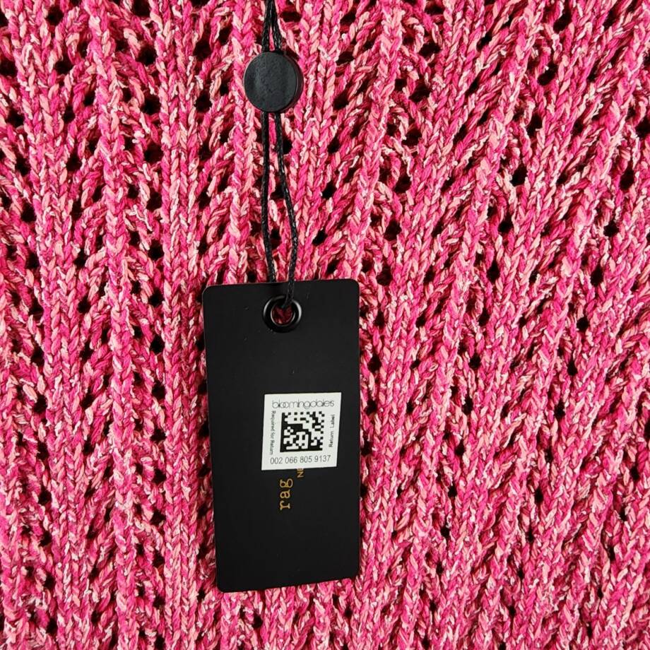 Rag & Bone Edie Open Stitch Sweater Women's XS Pink Multi Round Neck Long Sleeve