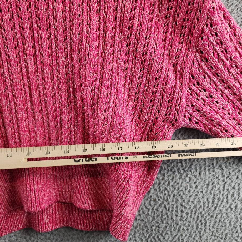 Rag & Bone Edie Open Stitch Sweater Women's XS Pink Multi Round Neck Long Sleeve