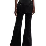 A.W.A.K.E. MODE Layered Skirt Pants Womens 40 Black Welt Pocket Back Zip Closure