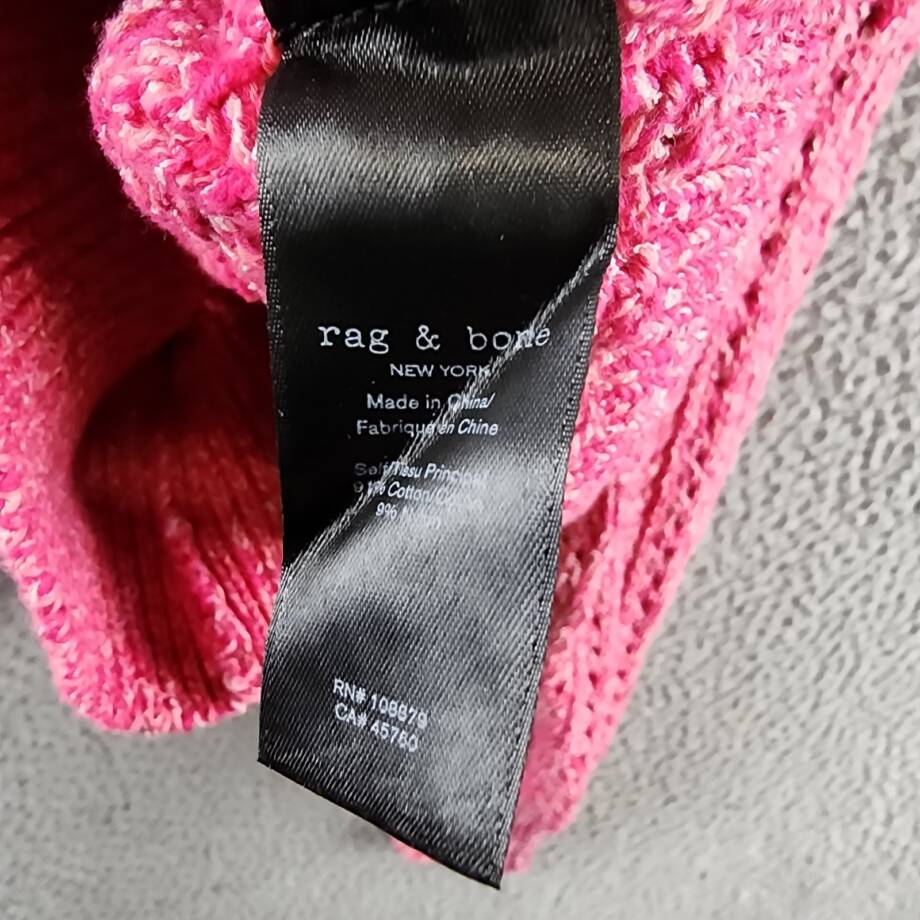 Rag & Bone Edie Open Stitch Sweater Women's XS Pink Multi Round Neck Long Sleeve