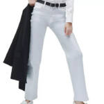 rag & bone Harlow High Rise Straight Jeans Women's 23 Coated Silver Button Zip