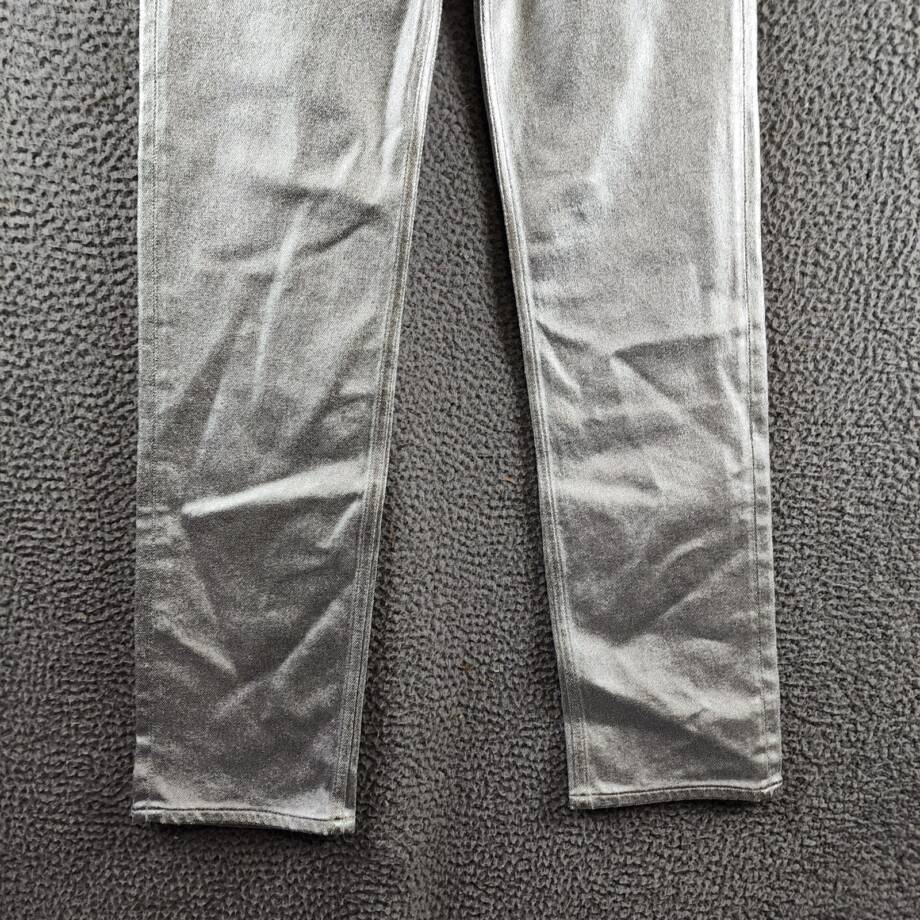 rag & bone Harlow High Rise Straight Jeans Women's 23 Coated Silver Button Zip