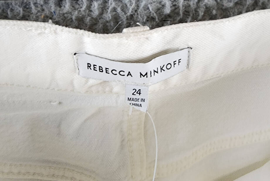 REBECCA MINKOFF Relaxed Cargo Pants Women's 24 Alabaster Zip & Button Closure