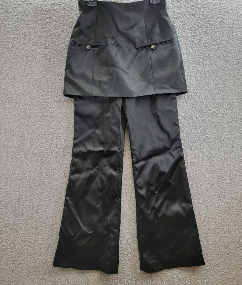 A.W.A.K.E. MODE Layered Skirt Pants Womens 40 Black Welt Pocket Back Zip Closure