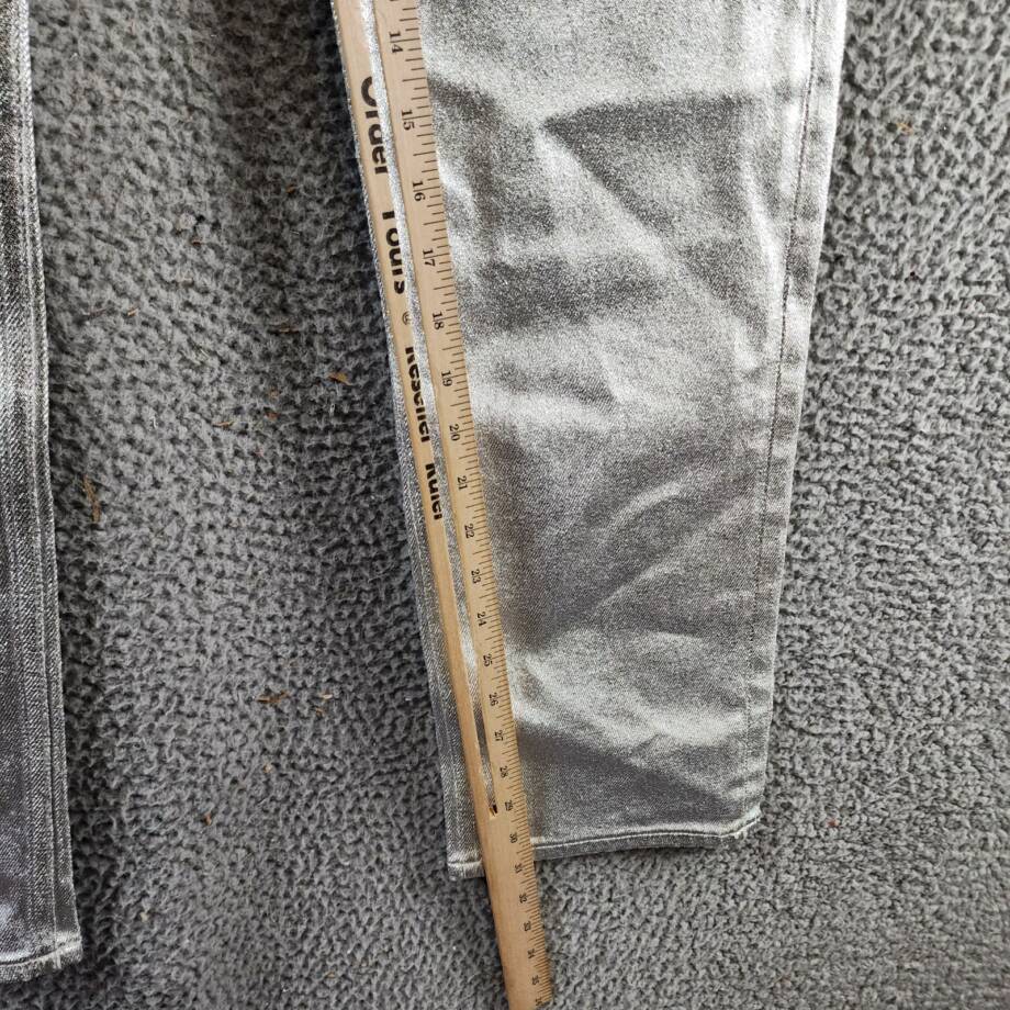 rag & bone Harlow High Rise Straight Jeans Women's 23 Coated Silver Button Zip