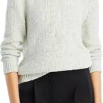 Theory Shrunken Crewneck Sweater Women's P Reed Ribbed Hem Linen Blend Pullover